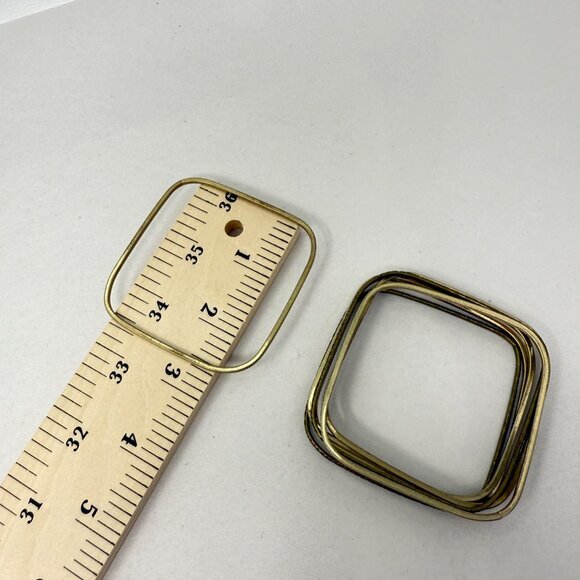 Rounded Square Shaped Stacking Bangle Set‎ of 7 Bracelets Modern Gold-Tone - Picture 5 of 5